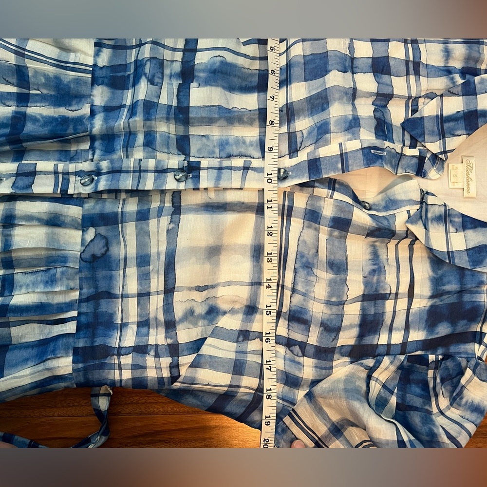 NWT Shoshanna Blue Watercolor Linen Dress - Picture 16 of 17